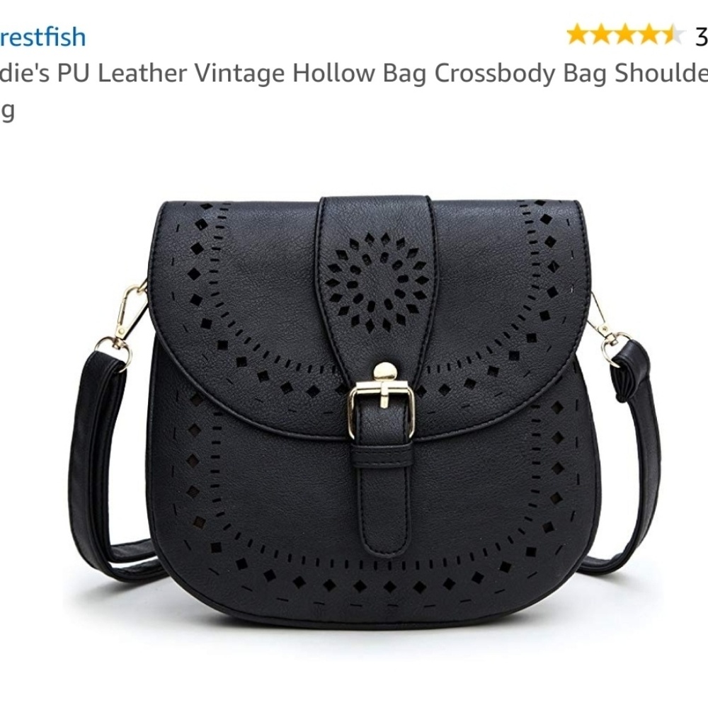 Faux Black Leather mini cross body bag. - Picture 8 of 8